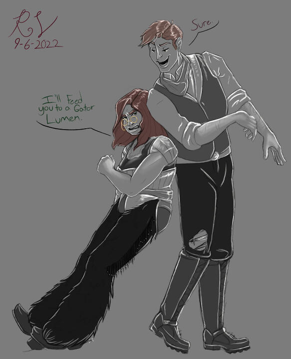 Example 1 B&W character portrait